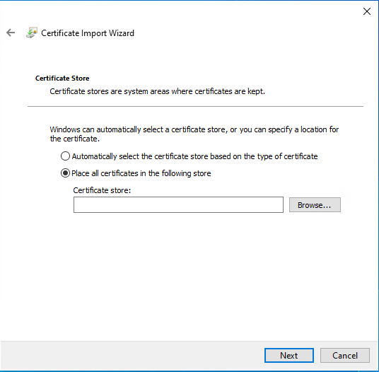Choose the correct path so the certificate will be recognized as trusted certificate authority